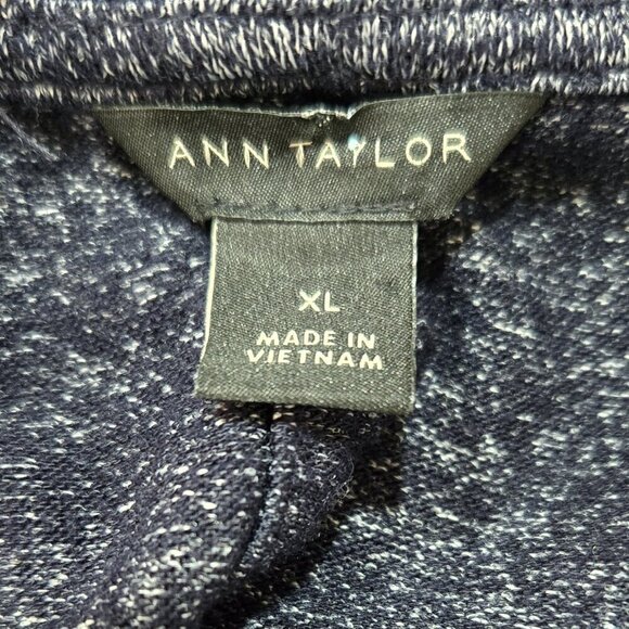 Ann Taylor Dark Blue Marled Open Front Rayon Stretchy Cardigan Relaxed Fit - Picture 7 of 8